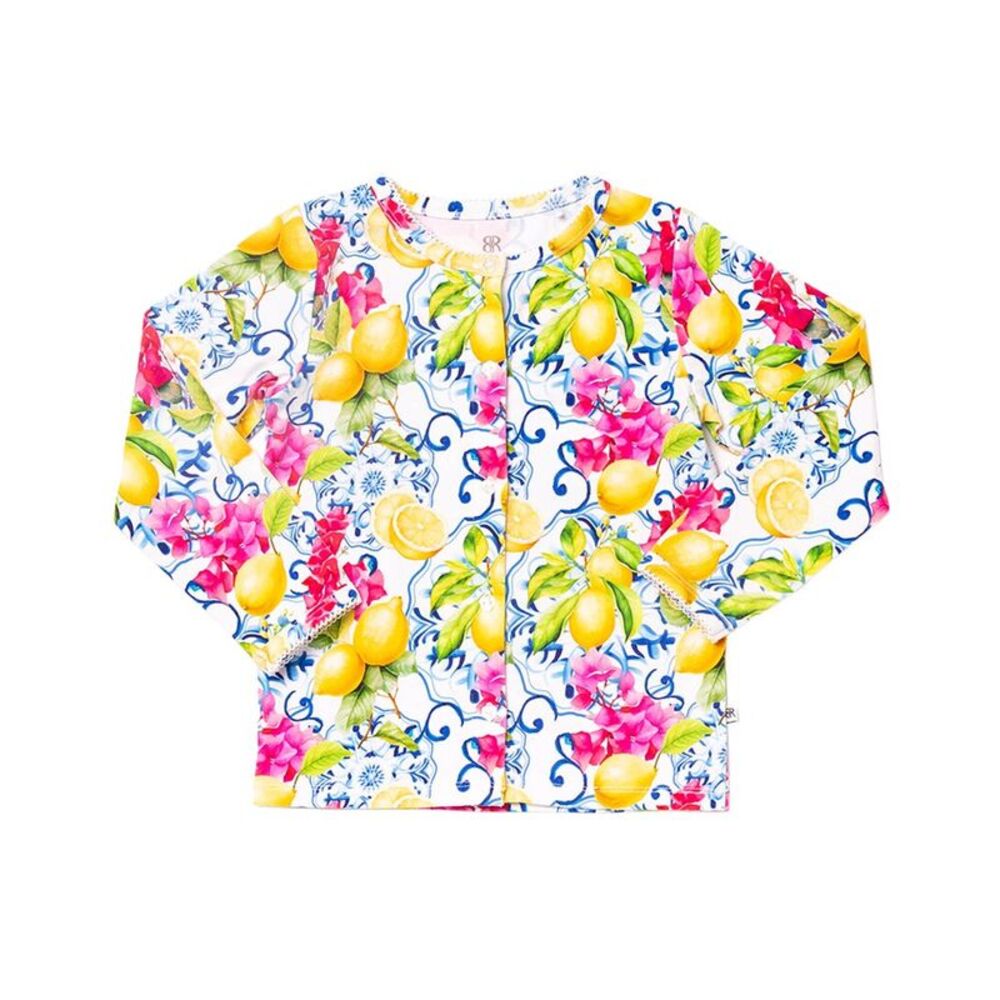 Bums & Roses Girls  Carpe Lemon Girls Button Front Cardigan, Multicolor